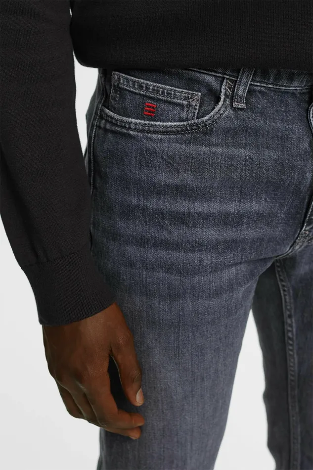 Denim Men Esprit MidRise StraightLeg Jeans Black Medium Washed