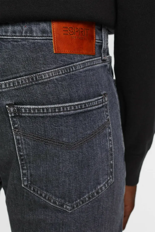 Denim Men Esprit MidRise StraightLeg Jeans Black Medium Washed