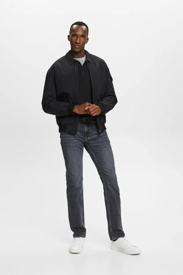 Denim Men Esprit MidRise StraightLeg Jeans Black Medium Washed