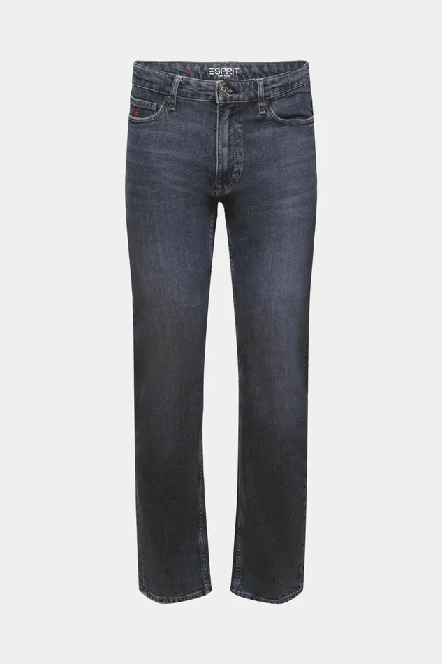 Denim Men Esprit MidRise StraightLeg Jeans Black Medium Washed