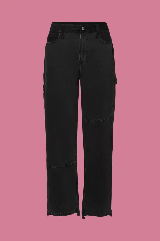 Denim Women Esprit HighRise Retro Wide Leg Jeans Black Medium Washed