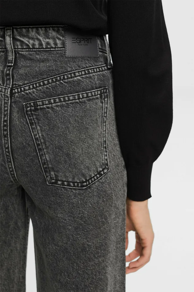 Denim Women Esprit HighRise Retro WideLeg Jeans Grey Dark Washed