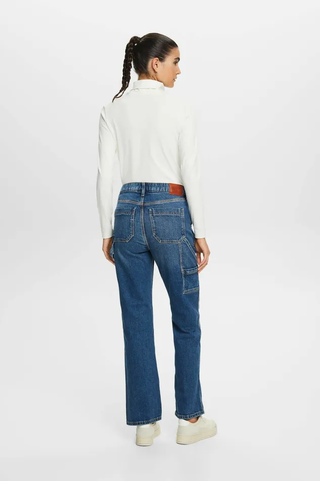 Denim Women Esprit Recycled Carpenter Straight Fit Jeans Blue Medium Washed