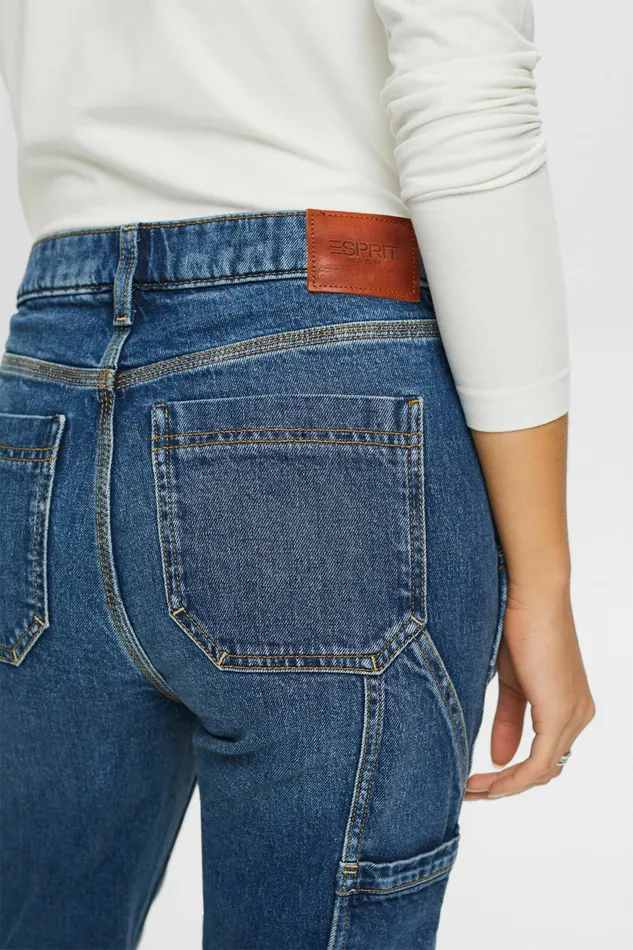 Denim Women Esprit Recycled Carpenter Straight Fit Jeans Blue Medium Washed