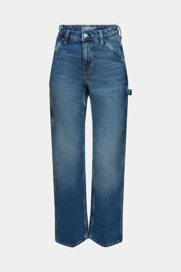 Denim Women Esprit Recycled Carpenter Straight Fit Jeans Blue Medium Washed