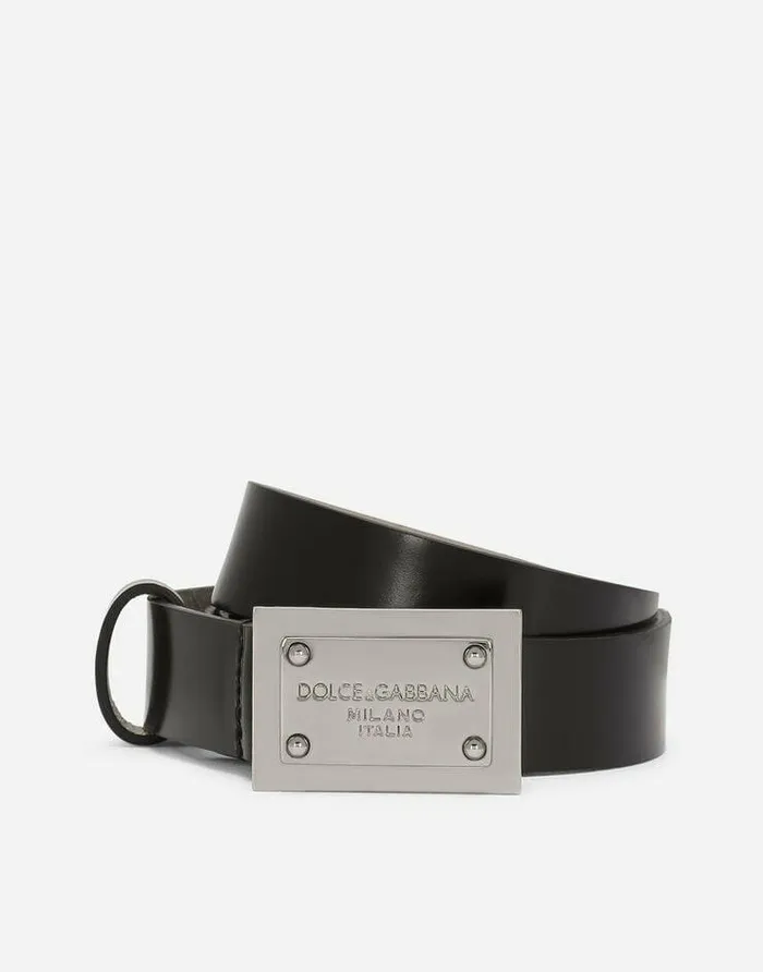 Dolce and Gabbana Accessories Children Calfskin Belt With Branded Tag Black