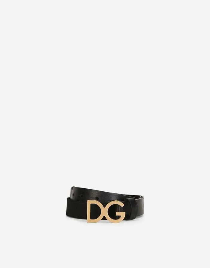 Dolce and Gabbana Accessories Children Stretch Tape Belt With DG Buckle Black