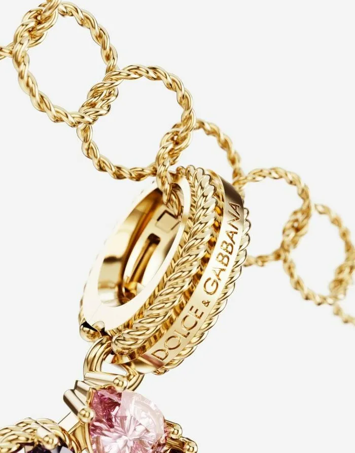 Dolce and Gabbana Alphabet Collection Women Rainbow Alphabet P 18 Kt Yellow Gold Charm With Multicolor Fine Gems Gold Dolce and Gabbana Alphabet Collection Women Rainbow Alphabet P 18 Kt Yellow Gold Charm With Multicolor Fine Gems Gold