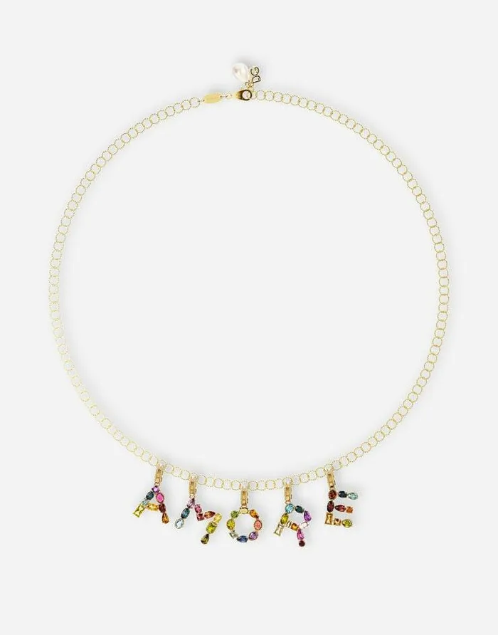 Dolce and Gabbana Alphabet Collection Women Rainbow Alphabet P 18 Kt Yellow Gold Charm With Multicolor Fine Gems Gold Dolce and Gabbana Alphabet Collection Women Rainbow Alphabet P 18 Kt Yellow Gold Charm With Multicolor Fine Gems Gold