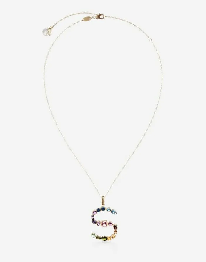 Dolce and Gabbana Alphabet Collection Women Rainbow Alphabet S Pendant In Yellow Gold With Multicolor Fine Gems Gold Dolce and Gabbana Alphabet Collection Women Rainbow Alphabet S Pendant In Yellow Gold With Multicolor Fine Gems Gold