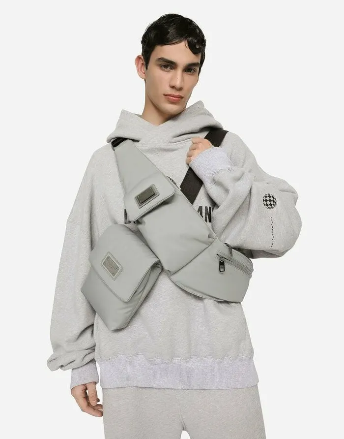 Dolce and Gabbana Backpacks And Fanny Packs Men Nylon Belt Bag Grey Dolce and Gabbana Backpacks And Fanny Packs Men Nylon Belt Bag Grey