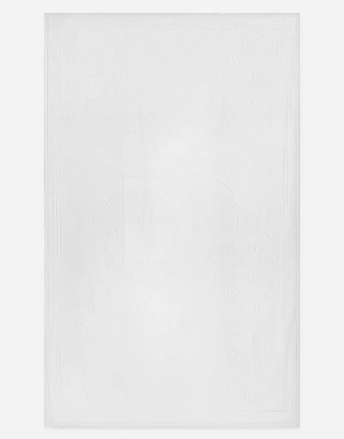 Dolce and Gabbana Beachwear Men Beach Towel With DG Monogram 115215186 White