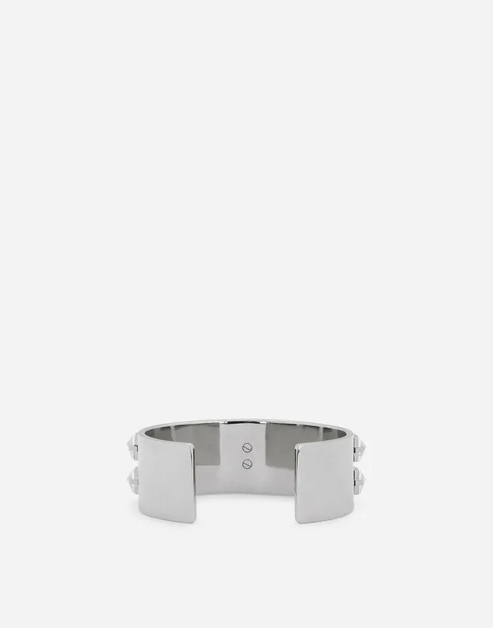Dolce and Gabbana Bijoux Women Leather And Brass Rigid Bracelet Silver Dolce and Gabbana Bijoux Women Leather And Brass Rigid Bracelet Silver