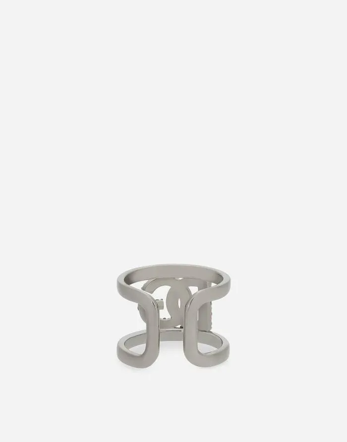 Dolce and Gabbana Bijoux Women Ring With Rhinestonedetailed DG Logo Silver Dolce and Gabbana Bijoux Women Ring With Rhinestonedetailed DG Logo Silver