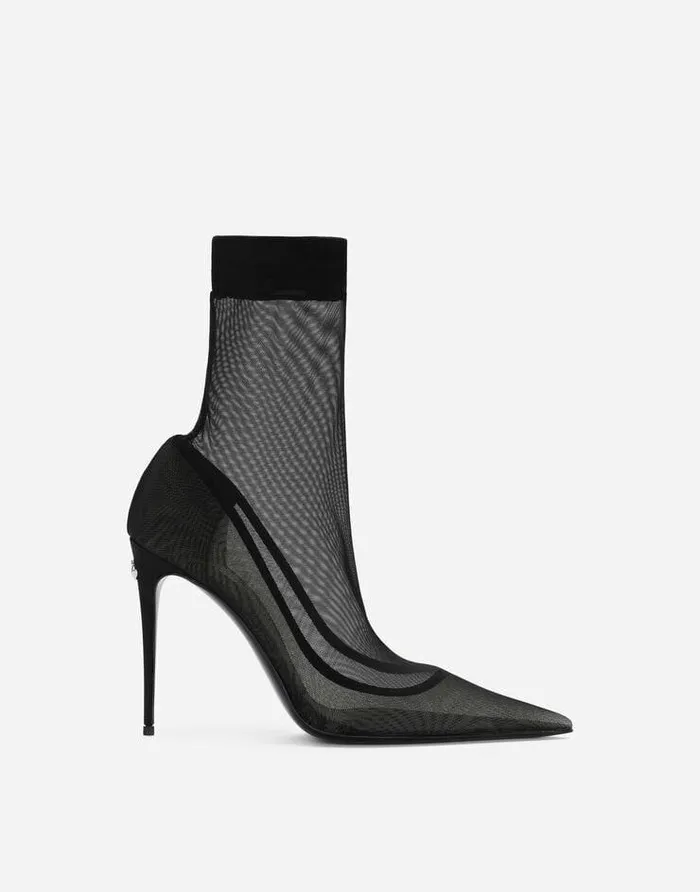 Dolce and Gabbana Boots And Booties Women KIM DOLCEandGABBANA Stretch Tulle Ankle Boots Black