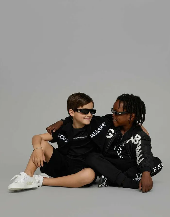 Dolce and Gabbana Coats And Jackets Children Canvas Bomber Jacket With Logo Embroidery Black Dolce and Gabbana Coats And Jackets Children Canvas Bomber Jacket With Logo Embroidery Black