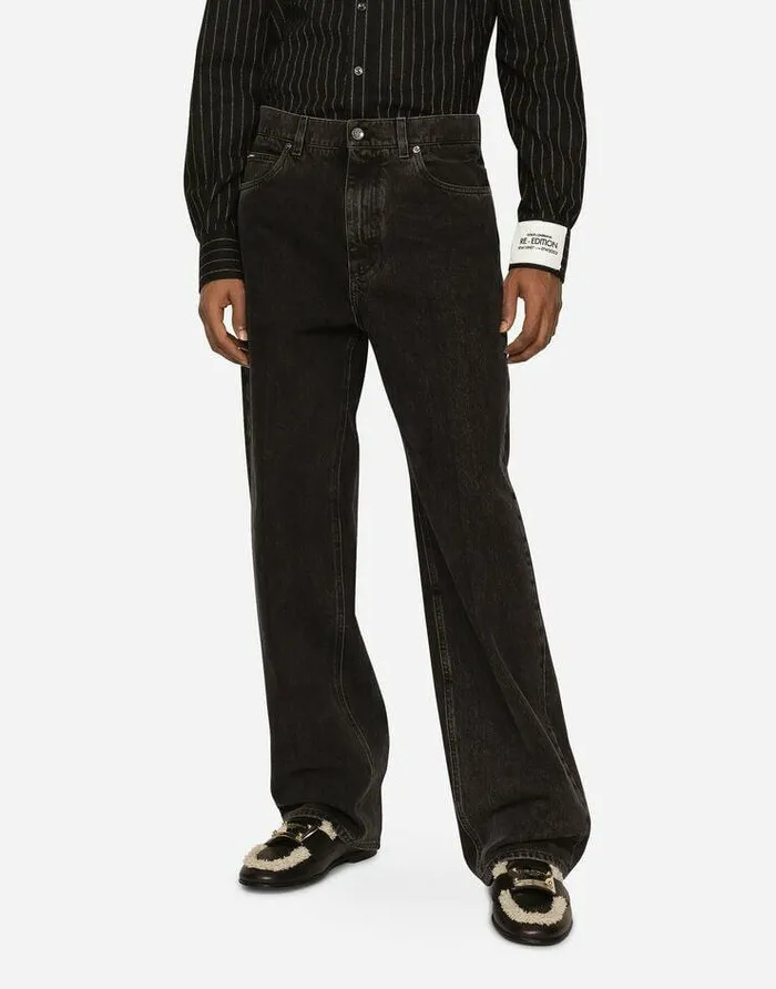 Dolce and Gabbana Denim Men Oversize Washed Denim Jeans Multicolor Dolce and Gabbana Denim Men Oversize Washed Denim Jeans Multicolor