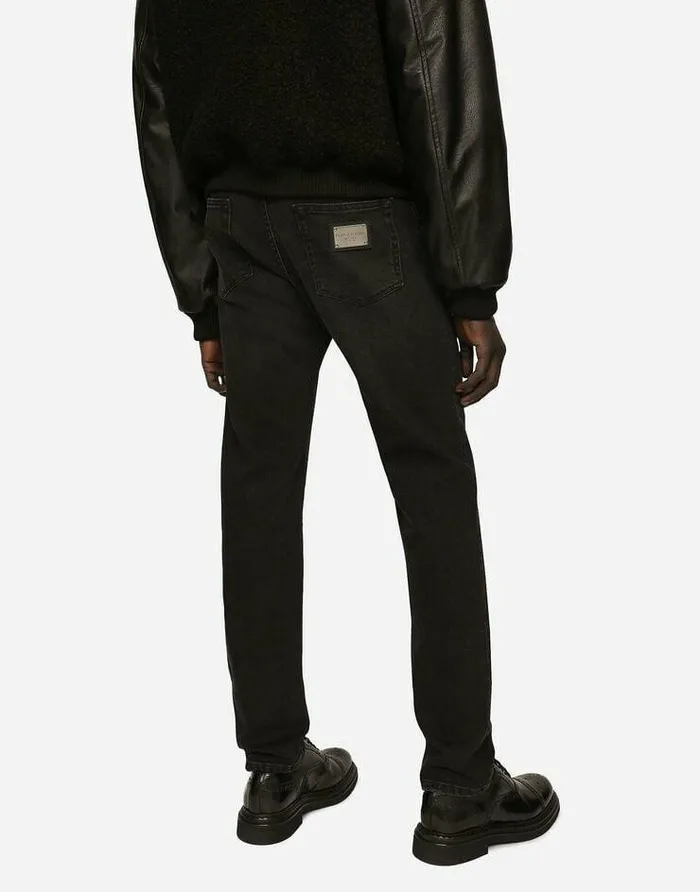 Dolce and Gabbana Denim Men Slim Fit Stretch Denim Jeans With Subtle Abrasions Multicolor