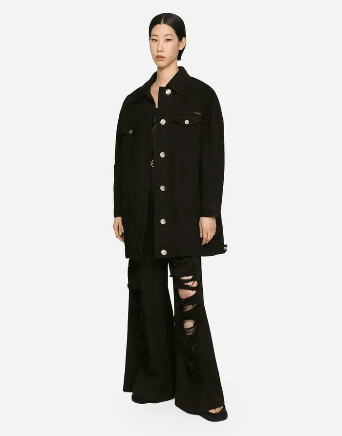 Dolce and Gabbana Denim Women Long Denim Jacket Multicolor Dolce and Gabbana Denim Women Long Denim Jacket Multicolor