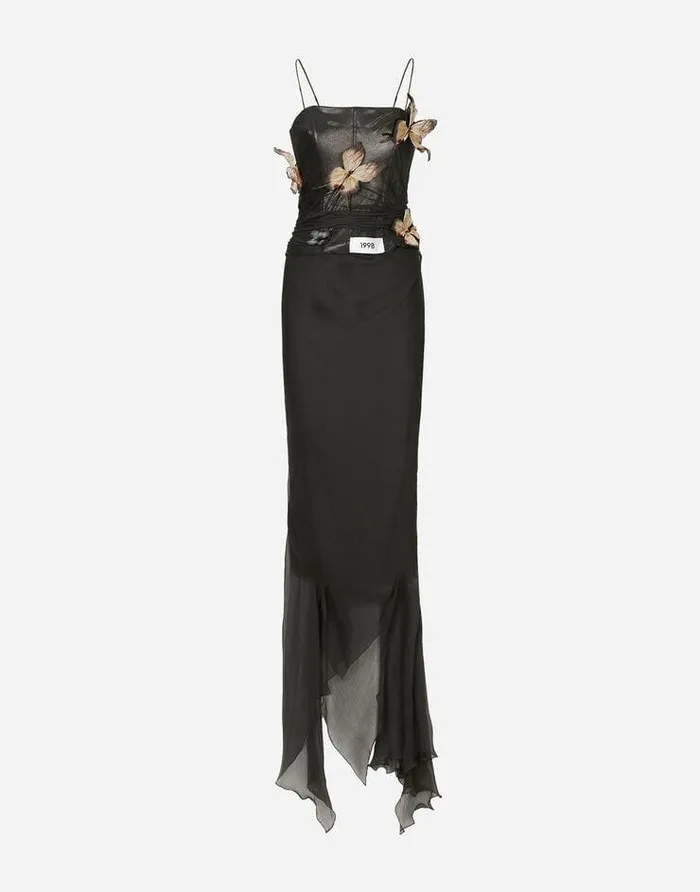 Dolce and Gabbana Dresses Women KIM DOLCEandGABBANA Long Chiffon Dress With Butterflies Grey Dolce and Gabbana Dresses Women KIM DOLCEandGABBANA Long Chiffon Dress With Butterflies Grey