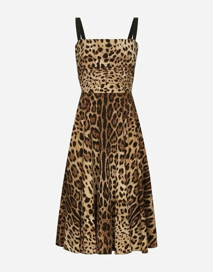 Dolce and Gabbana Dresses Women Leopardprint Cady Wrap Dress Animal Print