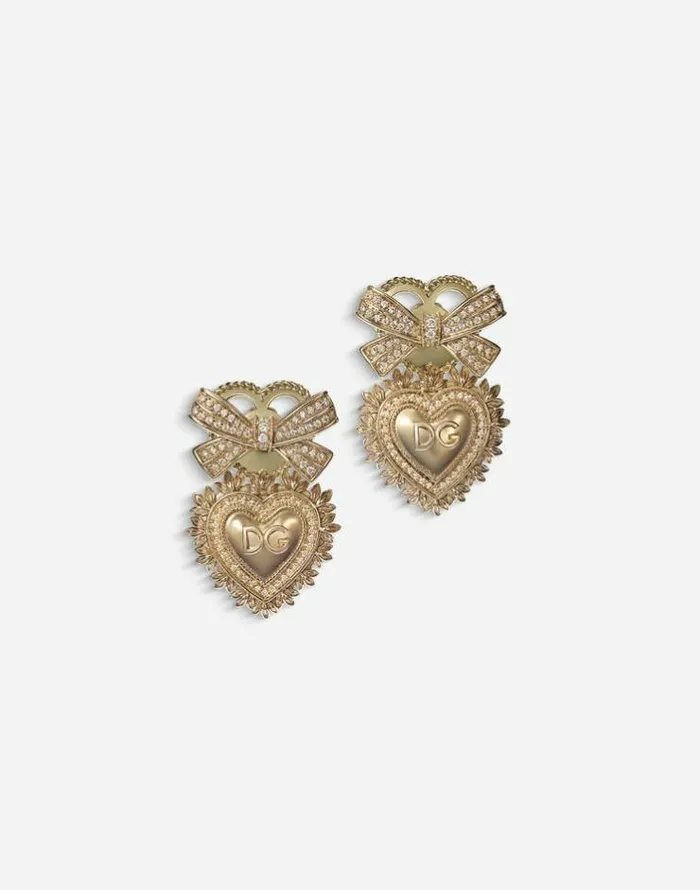 Dolce and Gabbana Earrings Women Devotion Earrings In Yellow Gold With Diamonds Yellow Gold Dolce and Gabbana Earrings Women Devotion Earrings In Yellow Gold With Diamonds Yellow Gold
