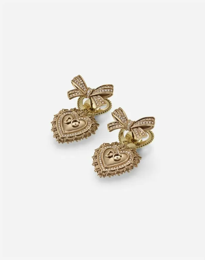 Dolce and Gabbana Earrings Women Devotion Earrings In Yellow Gold With Diamonds Yellow Gold Dolce and Gabbana Earrings Women Devotion Earrings In Yellow Gold With Diamonds Yellow Gold