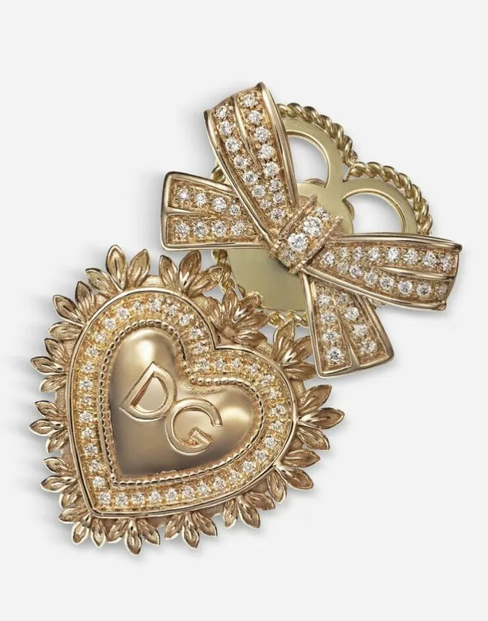 Dolce and Gabbana Earrings Women Devotion Earrings In Yellow Gold With Diamonds Yellow Gold Dolce and Gabbana Earrings Women Devotion Earrings In Yellow Gold With Diamonds Yellow Gold