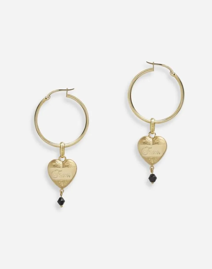 Dolce and Gabbana Earrings Women Hoop Earrings With Heart Pendant Gold