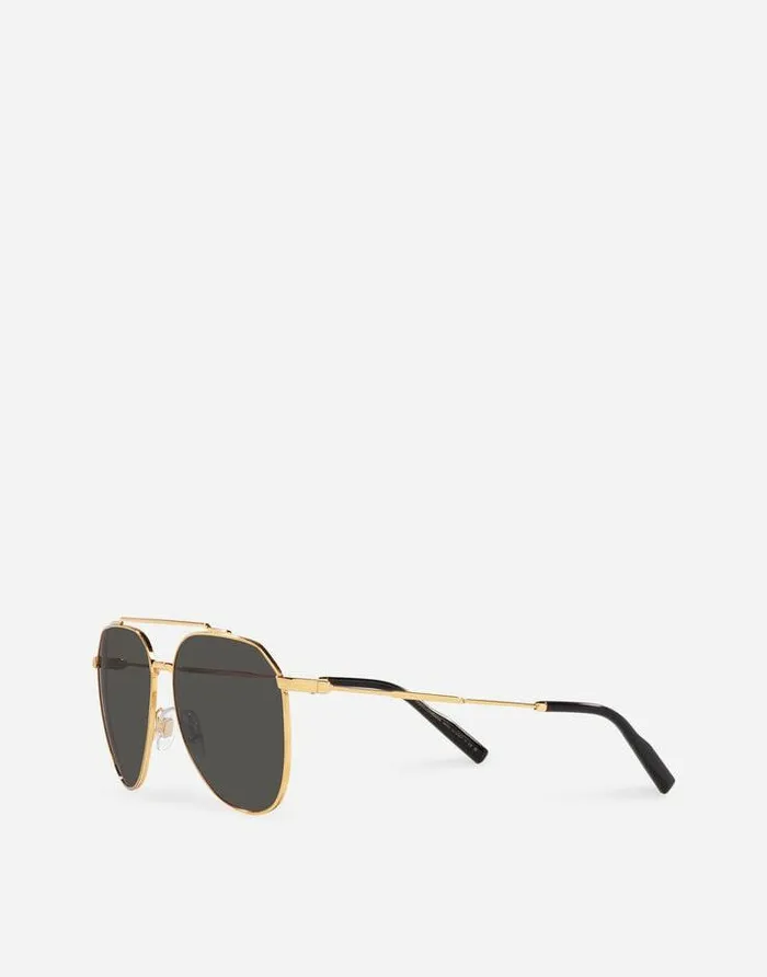 Dolce and Gabbana Icons Men Diagonal Cut Sunglasses Gold Dolce and Gabbana Icons Men Diagonal Cut Sunglasses Gold