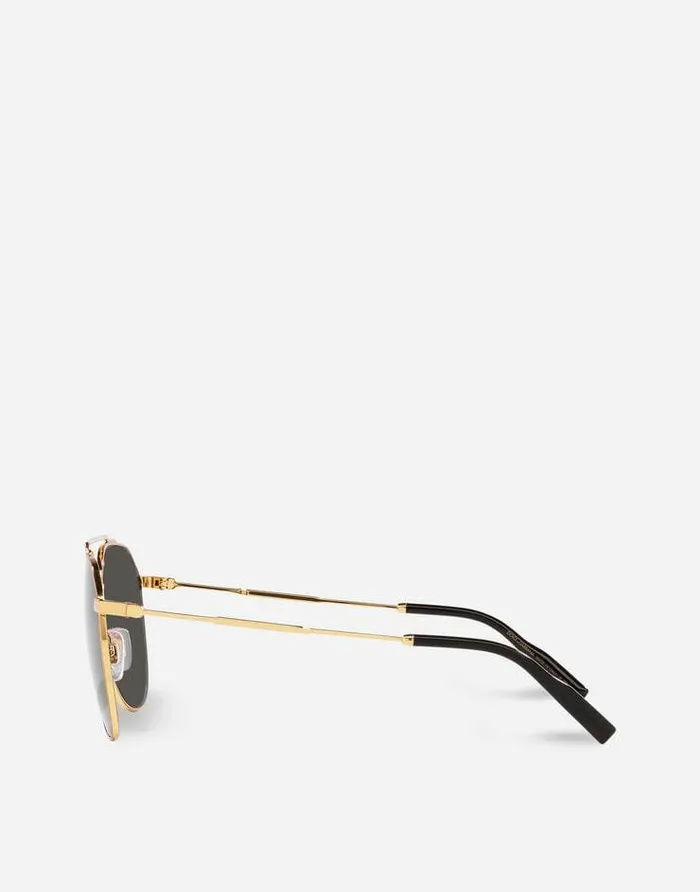 Dolce and Gabbana Icons Men Diagonal Cut Sunglasses Gold Dolce and Gabbana Icons Men Diagonal Cut Sunglasses Gold