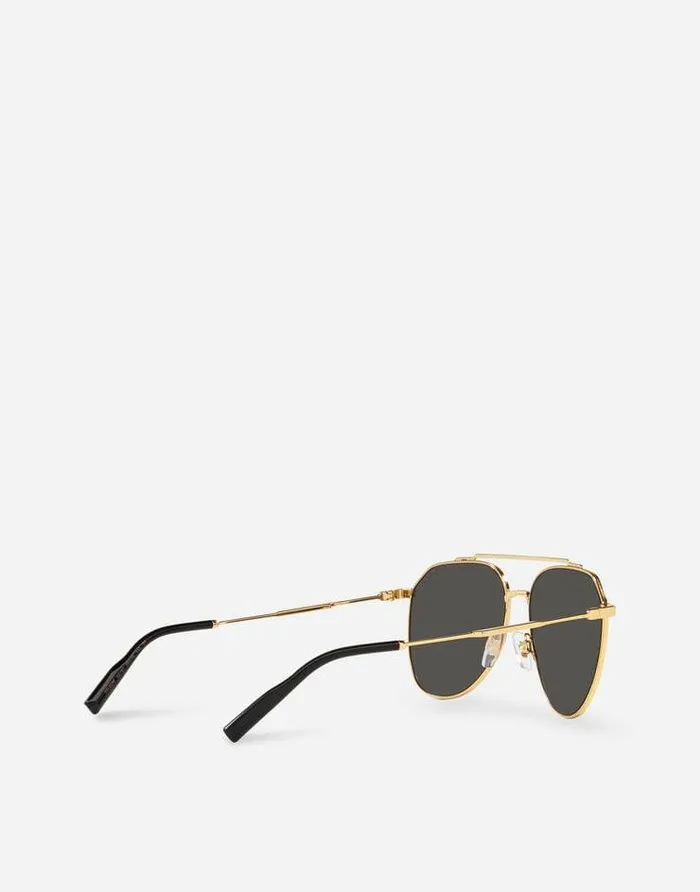 Dolce and Gabbana Icons Men Diagonal Cut Sunglasses Gold Dolce and Gabbana Icons Men Diagonal Cut Sunglasses Gold