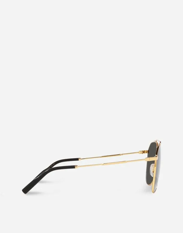 Dolce and Gabbana Icons Men Diagonal Cut Sunglasses Gold Dolce and Gabbana Icons Men Diagonal Cut Sunglasses Gold