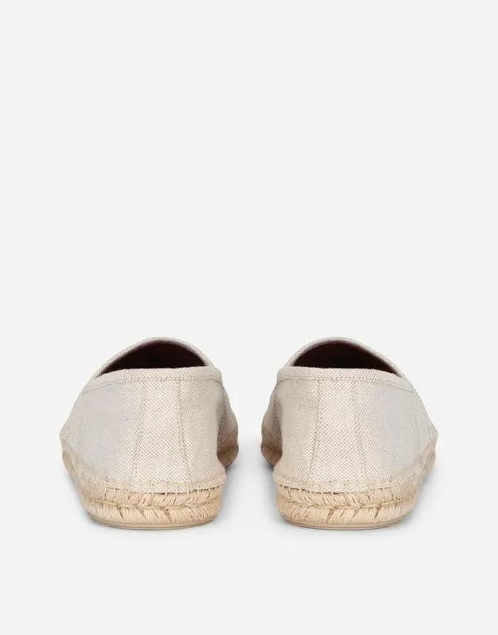 Dolce and Gabbana Loafers And Moccasins Men Canvas Espadrilles With Coat Of Arms Embroidery Beige Dolce and Gabbana Loafers And Moccasins Men Canvas Espadrilles With Coat Of Arms Embroidery Beige