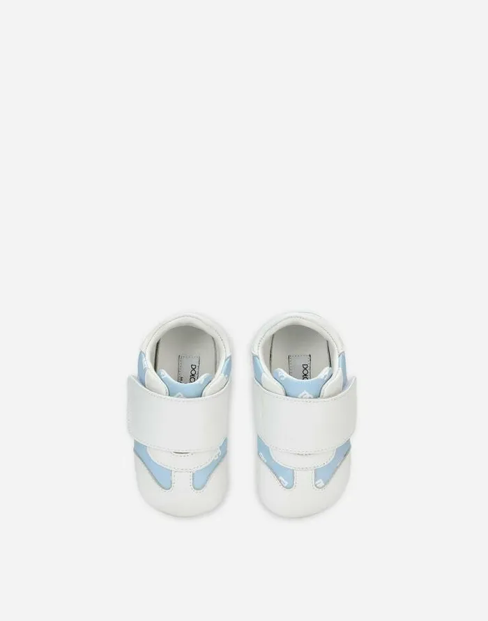 Dolce and Gabbana Newborn Shoes 1620 Children Nappa Leather Newborn Sneakers With DGlogo Print Azure