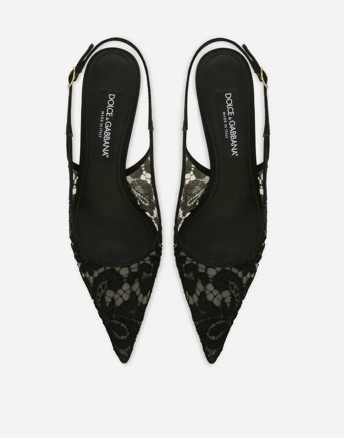 Dolce and Gabbana Pumps And Slingback Women Lace Slingbacks Black Dolce and Gabbana Pumps And Slingback Women Lace Slingbacks Black