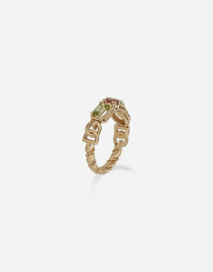 Dolce and Gabbana Rings Women 18 Kt Yellow Gold Ring With Multicolor Fine Gemstones Yellow Gold Dolce and Gabbana Rings Women 18 Kt Yellow Gold Ring With Multicolor Fine Gemstones Yellow Gold
