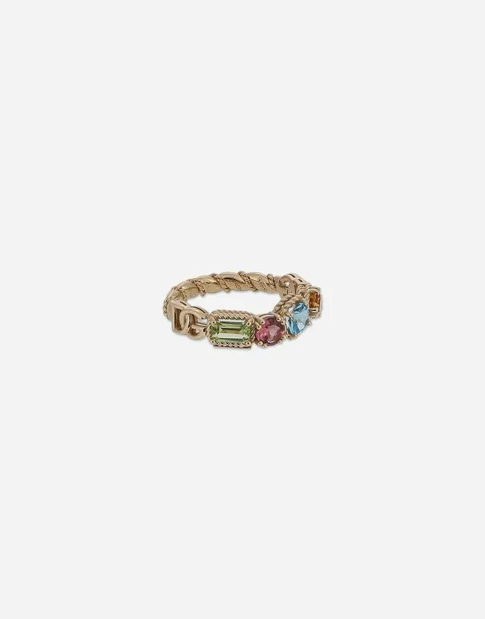 Dolce and Gabbana Rings Women 18 Kt Yellow Gold Ring With Multicolor Fine Gemstones Yellow Gold Dolce and Gabbana Rings Women 18 Kt Yellow Gold Ring With Multicolor Fine Gemstones Yellow Gold