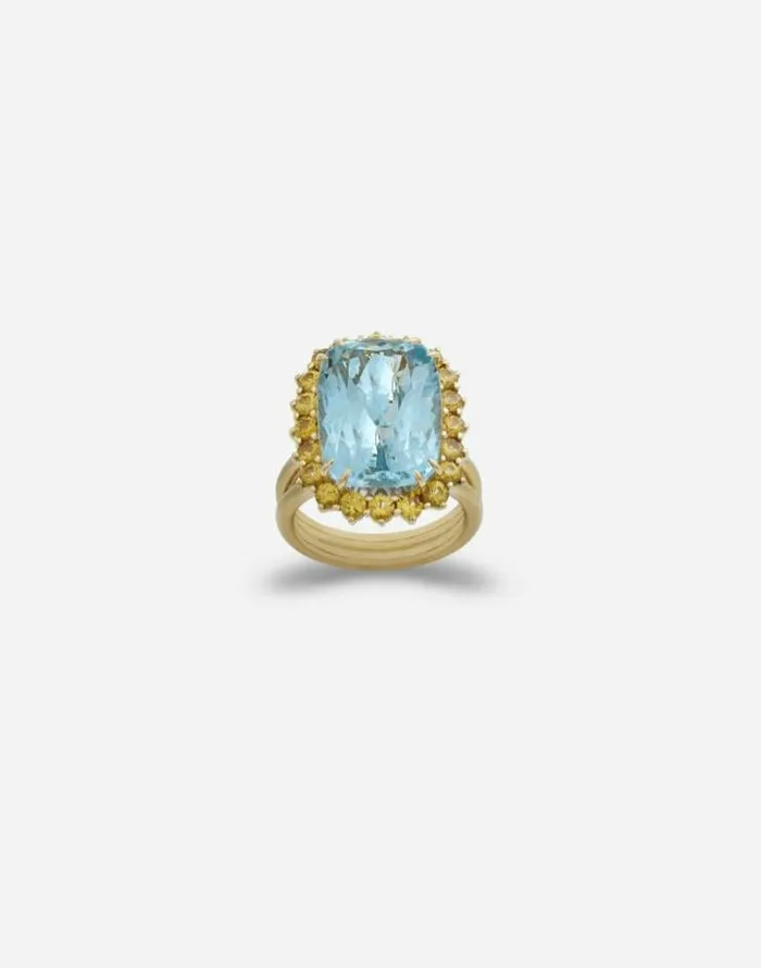 Dolce and Gabbana Rings Women Heritage Ring In Yellow Gold Aquamarine And Yello Sapphires Gold Dolce and Gabbana Rings Women Heritage Ring In Yellow Gold Aquamarine And Yello Sapphires Gold