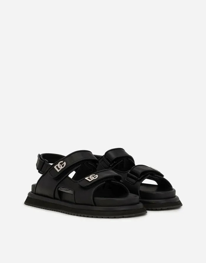 Dolce and Gabbana Sandals And Slides Men Calfskin Nappa Sandals Black