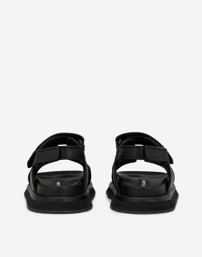 Dolce and Gabbana Sandals And Slides Men Calfskin Nappa Sandals Black