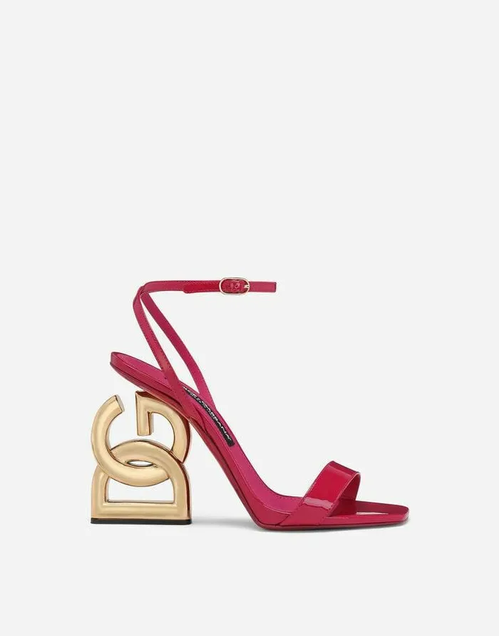 Dolce and Gabbana Sandals And Wedges Women Patent Leather 35 Sandals Fuchsia