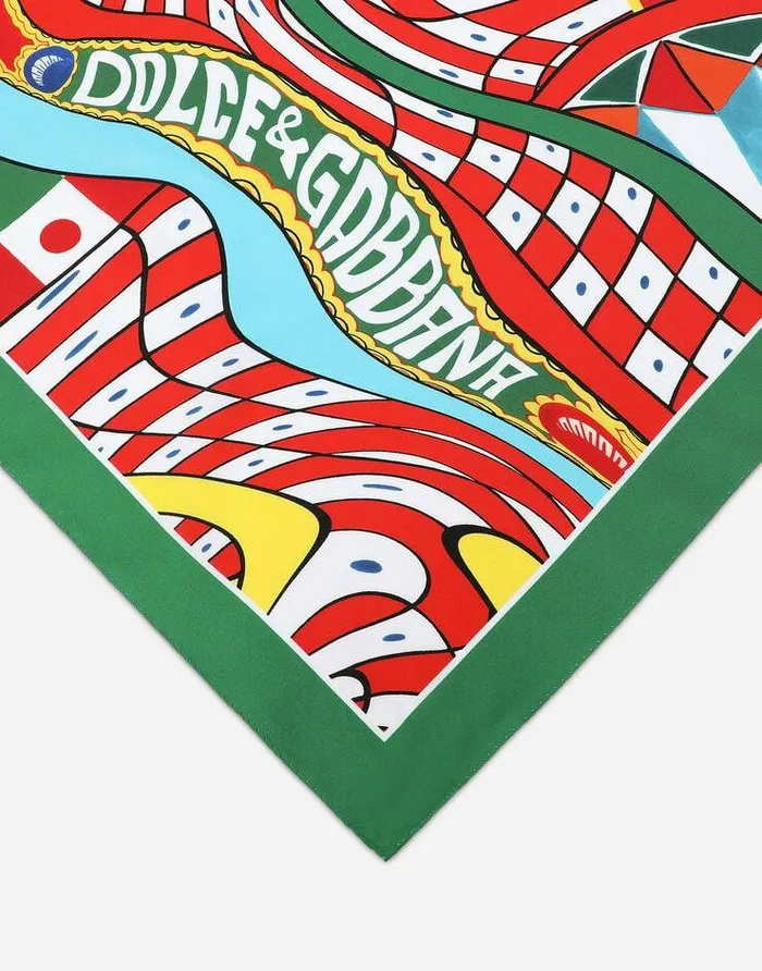 Dolce and Gabbana Scarves And Silks Men Carrettoprint Silk Bandanna 5021550 Green Dolce and Gabbana Scarves And Silks Men Carrettoprint Silk Bandanna 5021550 Green
