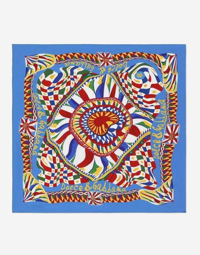 Dolce and Gabbana Scarves And Silks Women Carrettoprint Twill Scarf 50 X 50 Multicolor