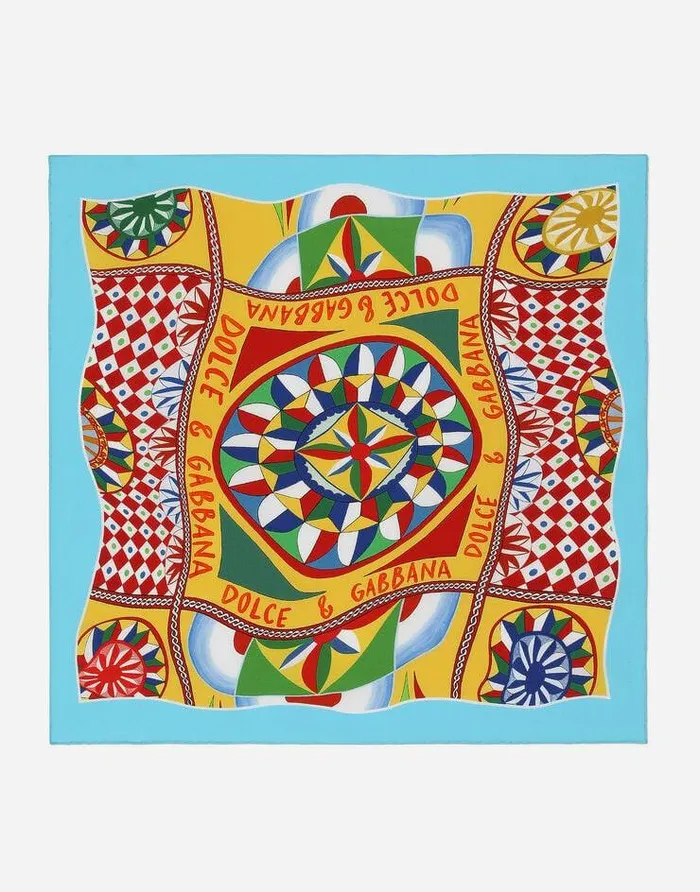 Dolce and Gabbana Scarves And Silks Women Carrettoprint Twill Scarf 50 X 50 Red