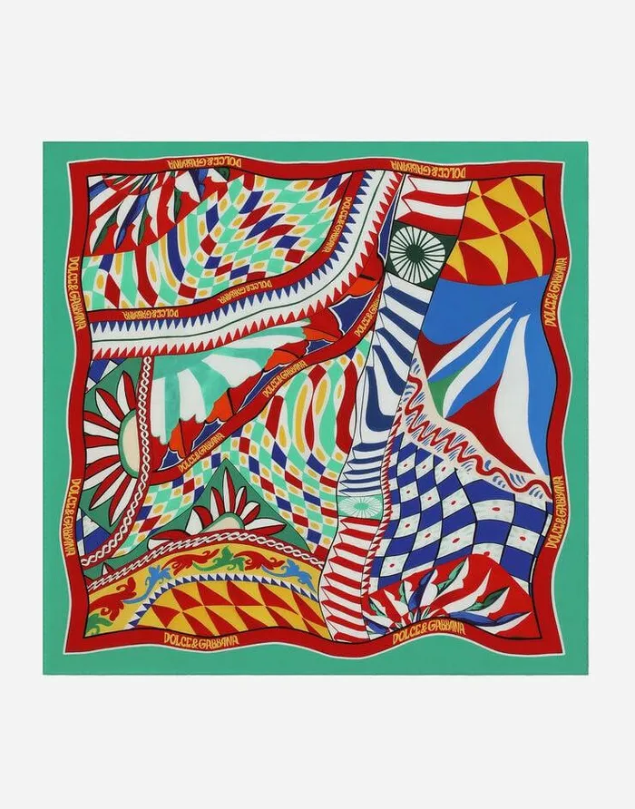 Dolce and Gabbana Scarves And Silks Women Carrettoprint Twill Scarf 9021590 Multicolor