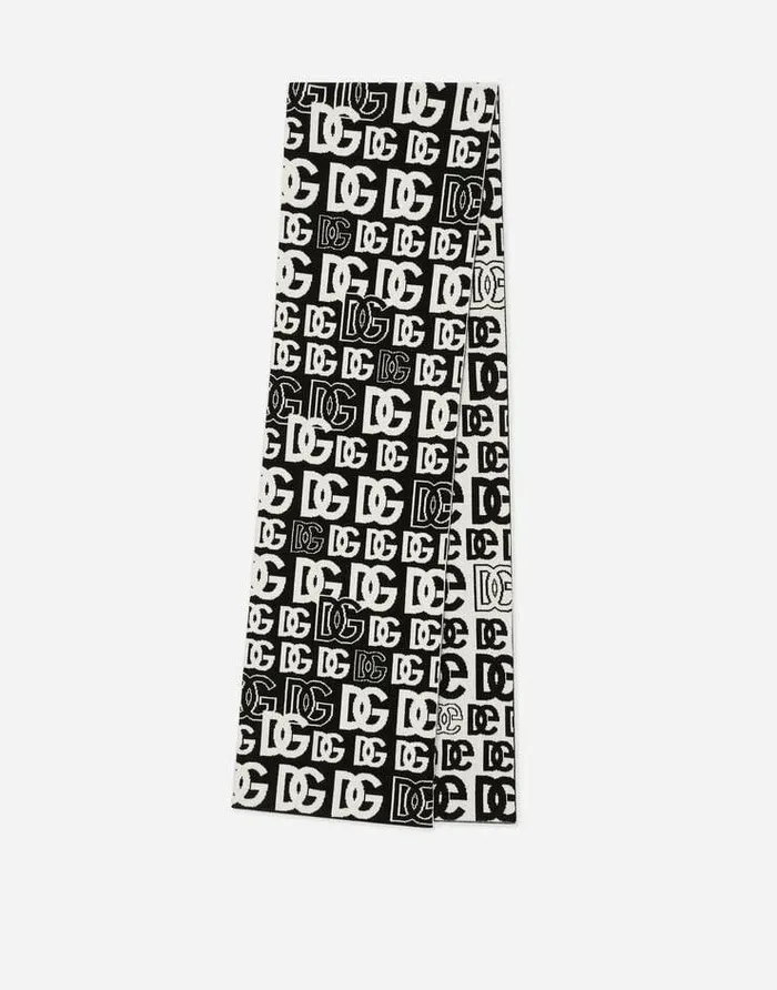 Dolce and Gabbana Scarves And Silks Women Cashmere Scarf With Allover DG Logo Multicolor