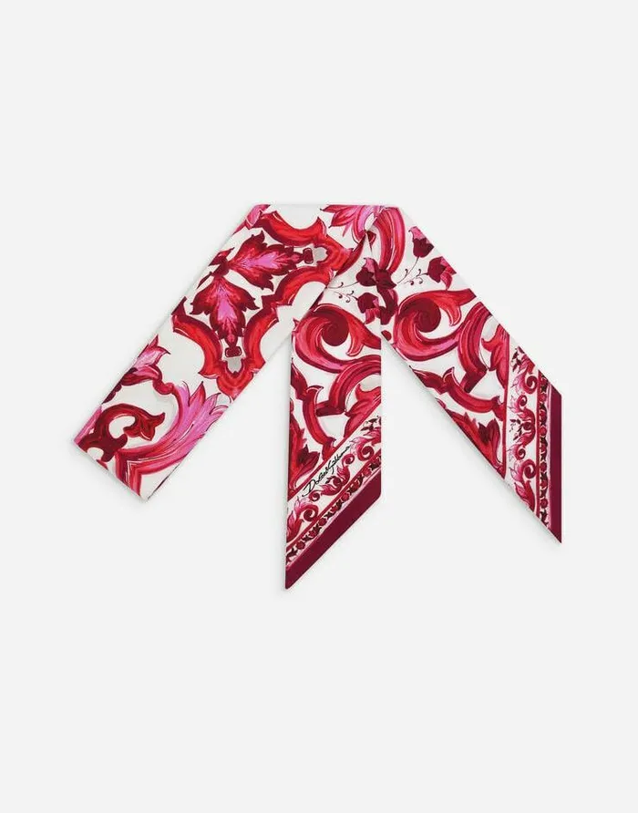Dolce and Gabbana Scarves And Silks Women Majolicaprint Twill Headscarf 6 X 100 Multicolor