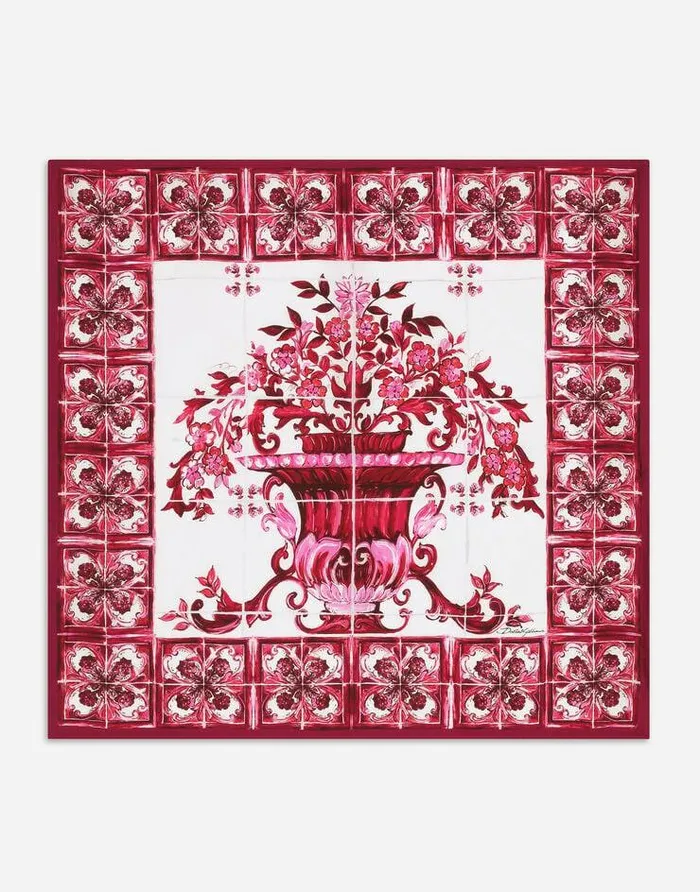 Dolce and Gabbana Scarves And Silks Women Majolicaprint Twill Scarf 90 X 90 Multicolor
