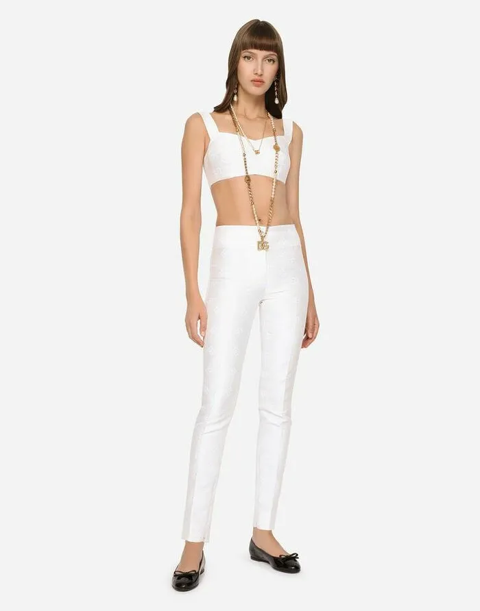 Dolce and Gabbana Shirts And Tops Women Jacquard Corset With Allover DG Logo White Dolce and Gabbana Shirts And Tops Women Jacquard Corset With Allover DG Logo White